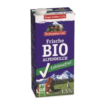 Mlijeko svježe bez laktoze BIO Berchtesgadener Land 1,5% 1L-0